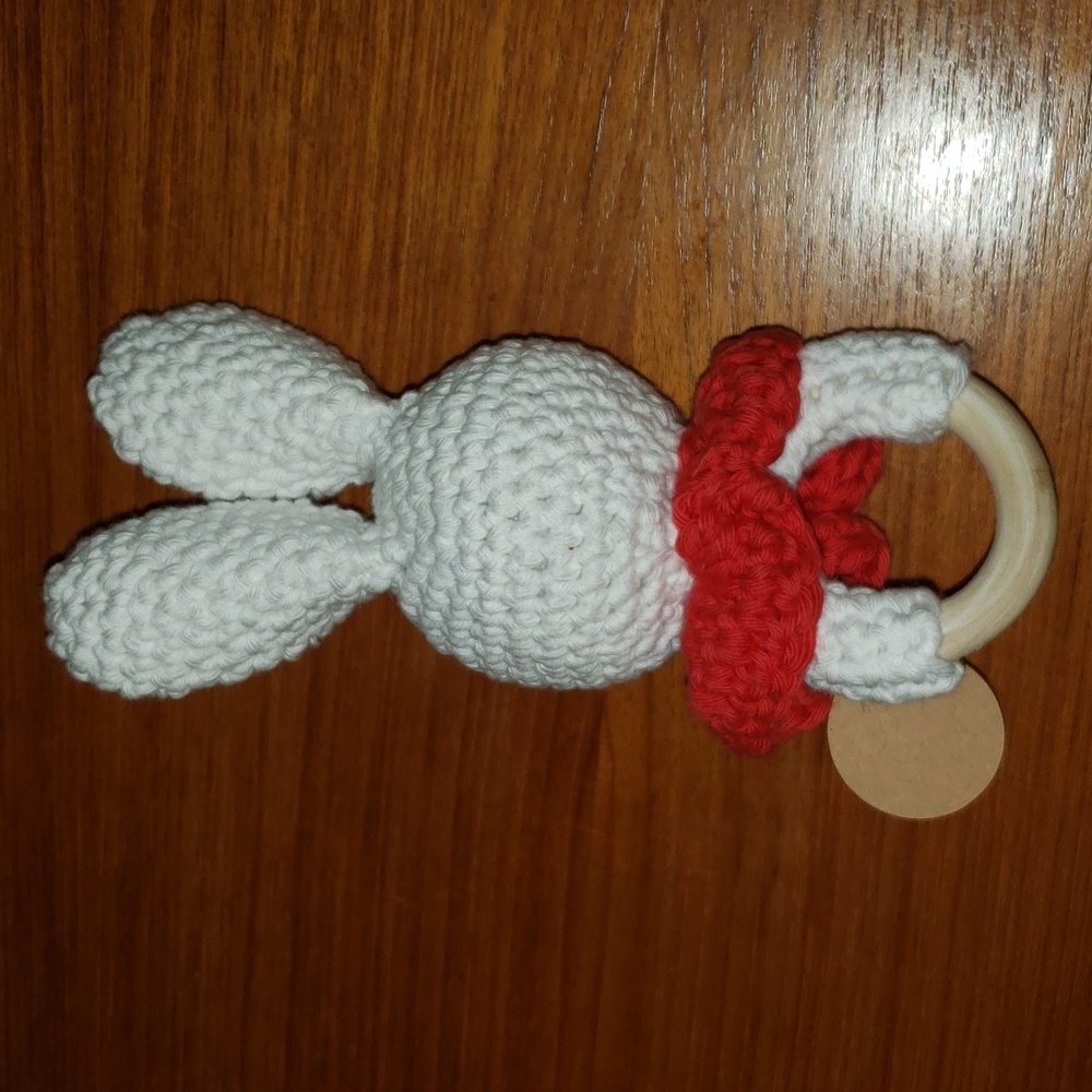 Crochet Bunny Teething Rattle - Picture 3 of 5